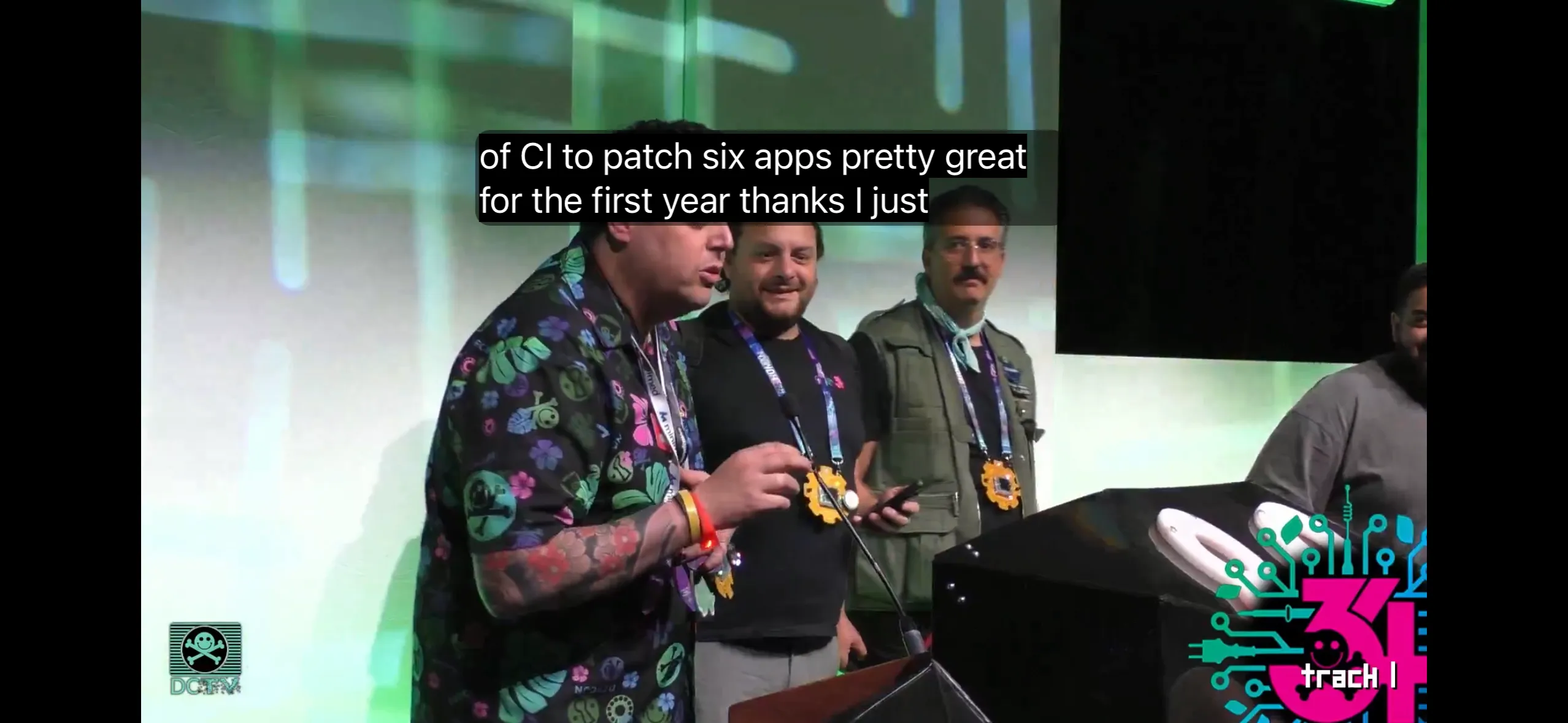 Presenting the OWASP CTF results at the DEF CON 34 closing ceremonies